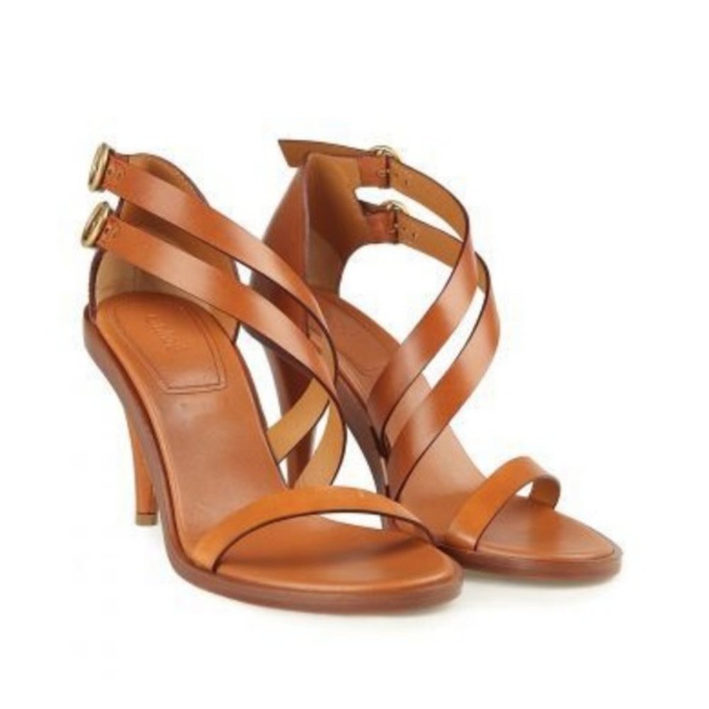RUNWAY! AUTH CHLOE Brown Strappy Sandals, Sz 9